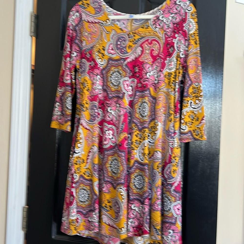 Gold/Pink Floral Print Dress
